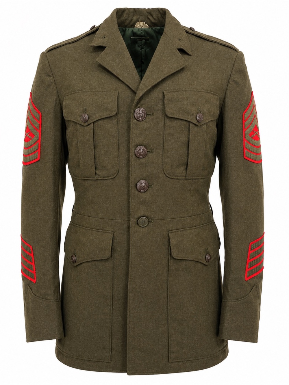 Vintage 70s USMC Marine Corps Dress Green Service Alpha Jacket Staff Sergeant 39